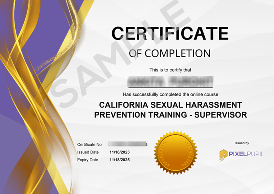 PixelPupil Sample Certificate